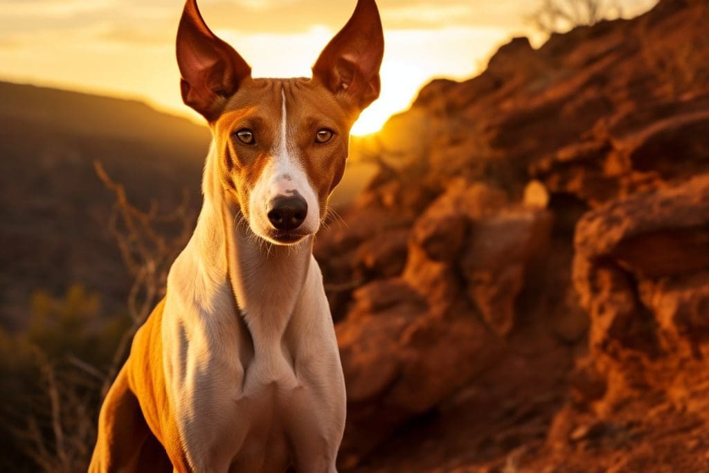 Fastest Dog Breeds, An Ibizan Hound on a hike in the Grand Canyon